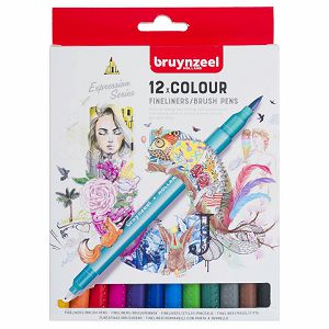 SLIKARSKI SET Expression Fineliners/Brush Pens 12/1 Bruynzeel 454364
