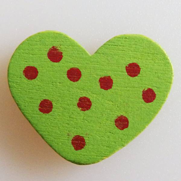 Srce zeleno dekorativna drvena figurica 2 x 1,5cm