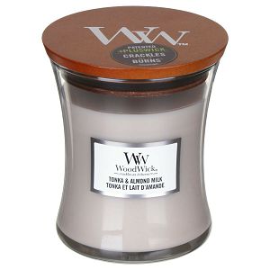 Svijeća mirisna WoodWick Classic Medium Tonka & Almond Milk (gori 100 sati)
