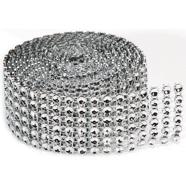 Traka s kristalima "Bling" srebrna 29mm x 1,83m