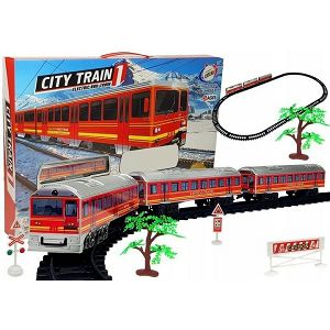 Vlak na baterije set sa tračnicama, zvuk, svjetlo Lean Toys 457001