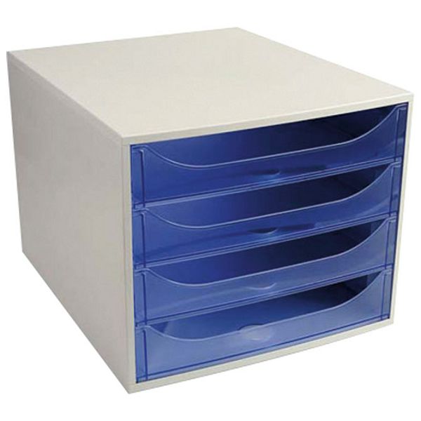Kutija s  4 ladice Ecobox Exacompta 228610D sivo/prozirno plava