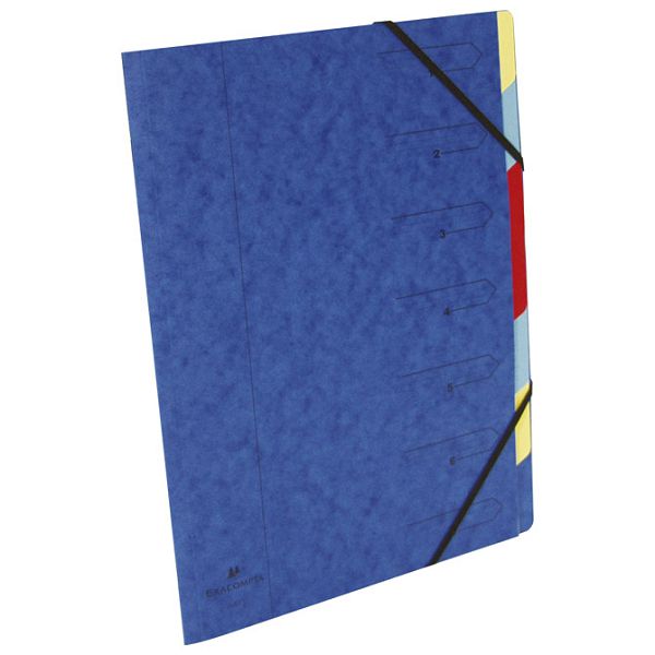 Mapa za odlaganje spisa  7 pregrada s gumicom karton Exacompta 54072E plava
