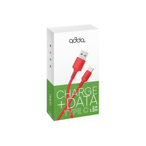 Kabel ADDA USB-200-RD, Fusion Charge+Data, USB-A na Type-C, 3.1A, Premium TPE, 1.2m, crveni