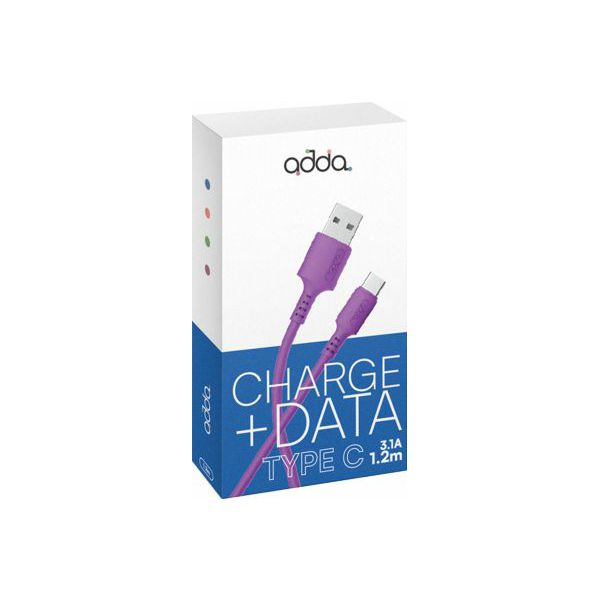 Kabel ADDA USB-200-PU, Fusion Charge+Data, USB-A na Type-C, 3.1A, Premium TPE, 1.2m, ljubičasti