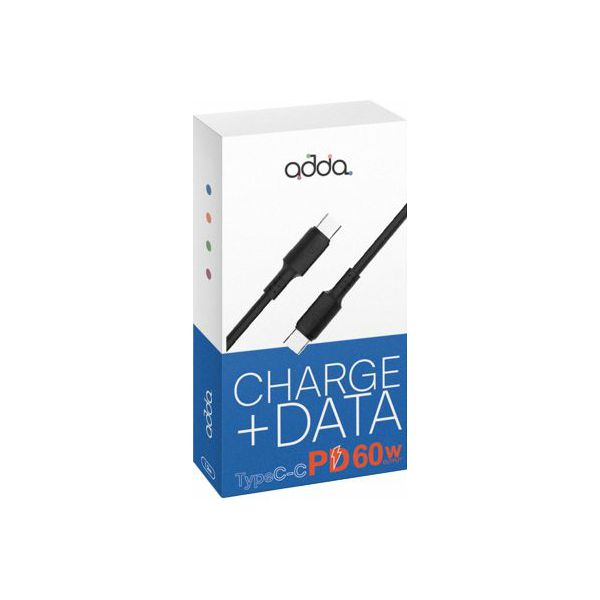 Kabel ADDA USB-202-BK, Fusion Charge+Data, Type-C na Type-C, PD 60W, Premium TPE, 1.2m, crni