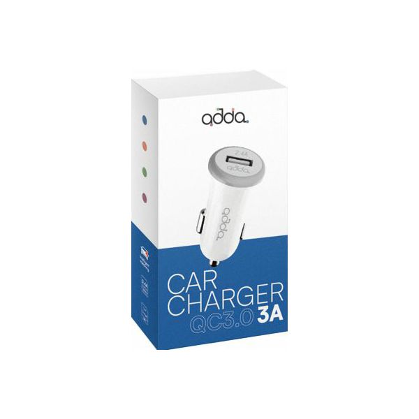 Auto punjač ADDA CC-001-WH, Fusion Car Charger, USB-A, QC3.0, 3A, bijeli