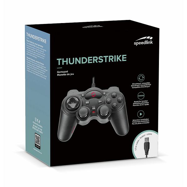 Gamepad SPEEDLINK Thunderstrike, žičani, za PC, mat crni