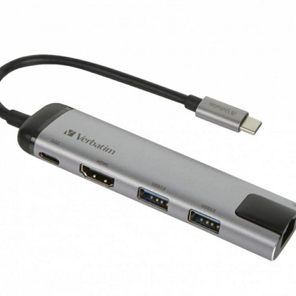 Hub Verbatim #49141 USB-C multport hub USB 3.1 Gen1 USB 3.0x2/HDMI/RJ-45