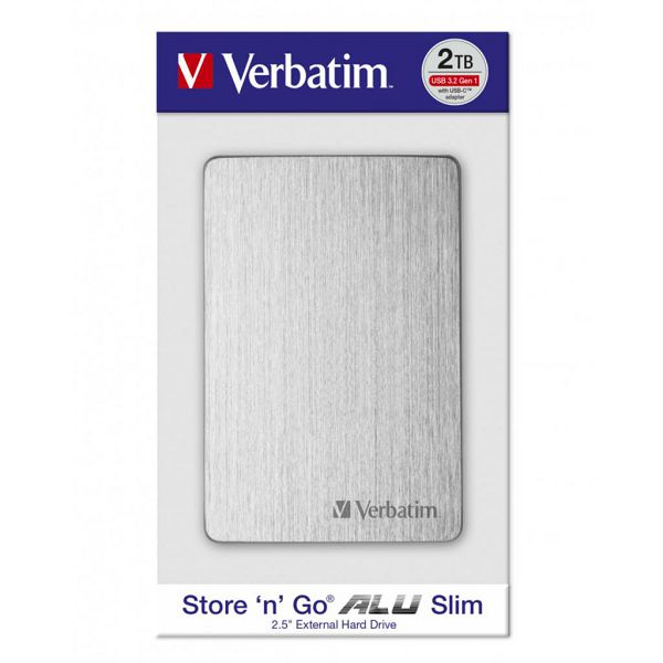 Externi hard disk Verbatim #53666 Store'n'Go Alu slim 2.5" 2TB USB 3.2 Gen1 srebrni