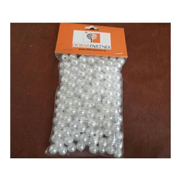 Dekorativne Perlice 10-1, bijela - 10mm, 100gr