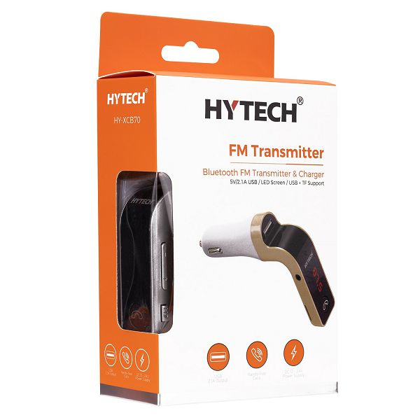 FM transmiter HYTECH HY-XCB70, FM, microSD utor, AUX, 2.1A, Led Display, Bluetooth, srebrni