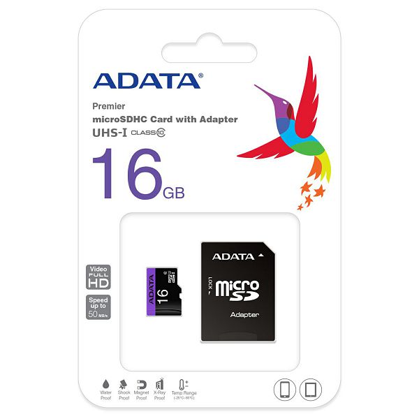 Memory card SD 16GB micro SDHC, Class 10, Adata, sa adapterom, 80 mb/s