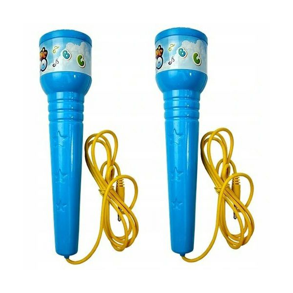 Mikrofon na stalku dvostruki plavi Lean Toys 738374
