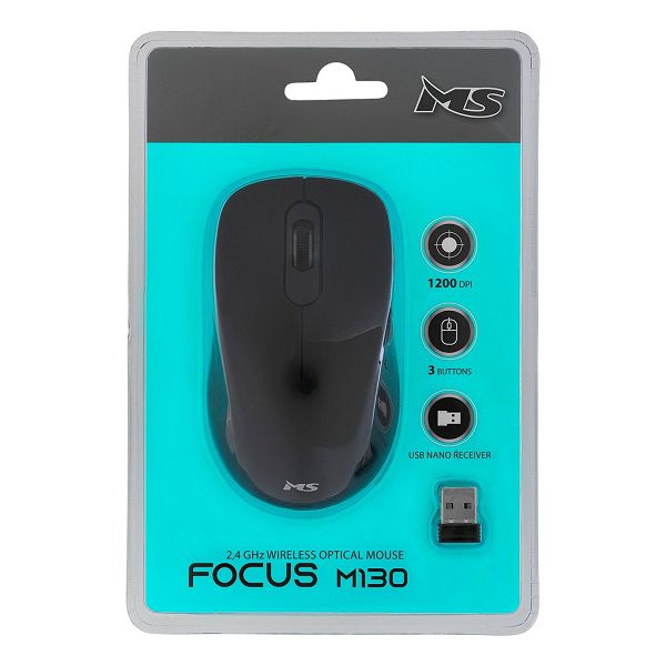 Miš MS Focus, M130, bežični, 3 tipke, crni