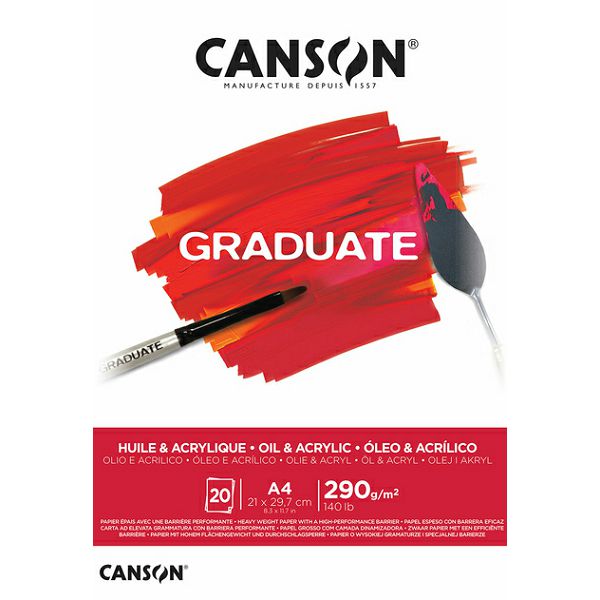 Papir slikarski za akril i ulje A4 290gr/20Lista Canson Graduate