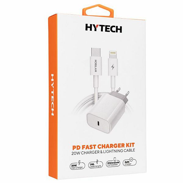 Punjač USB kućni 3.0A, Hytech HY-XE40PD, USB + lightining kabel, bijeli