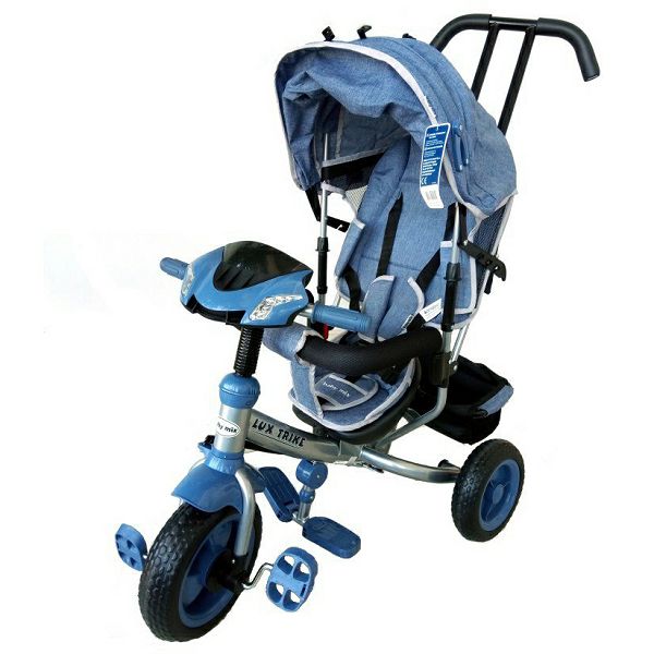 TRICIKL GURALICA Lux Trike Baby mix s krovićem, s LED lampicama, plavi 920255